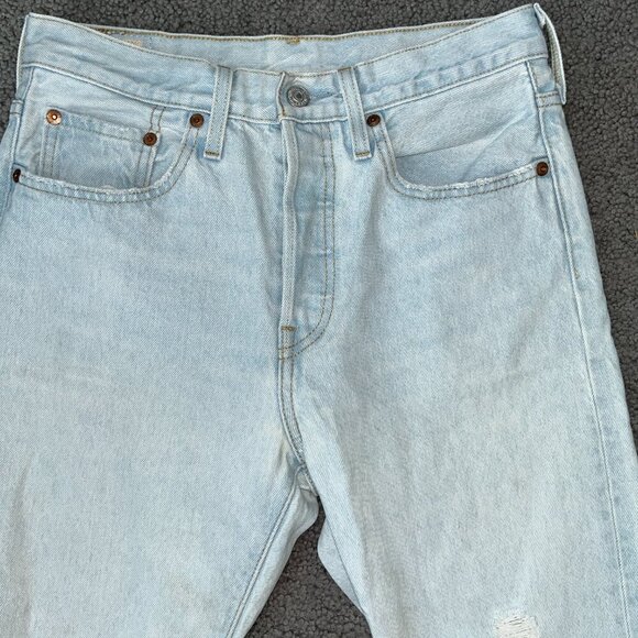 LEVI'S BIG E LIGHT WASH 501 S BUTTON FLY JEANS - W27 L 28 - Picture 2 of 15